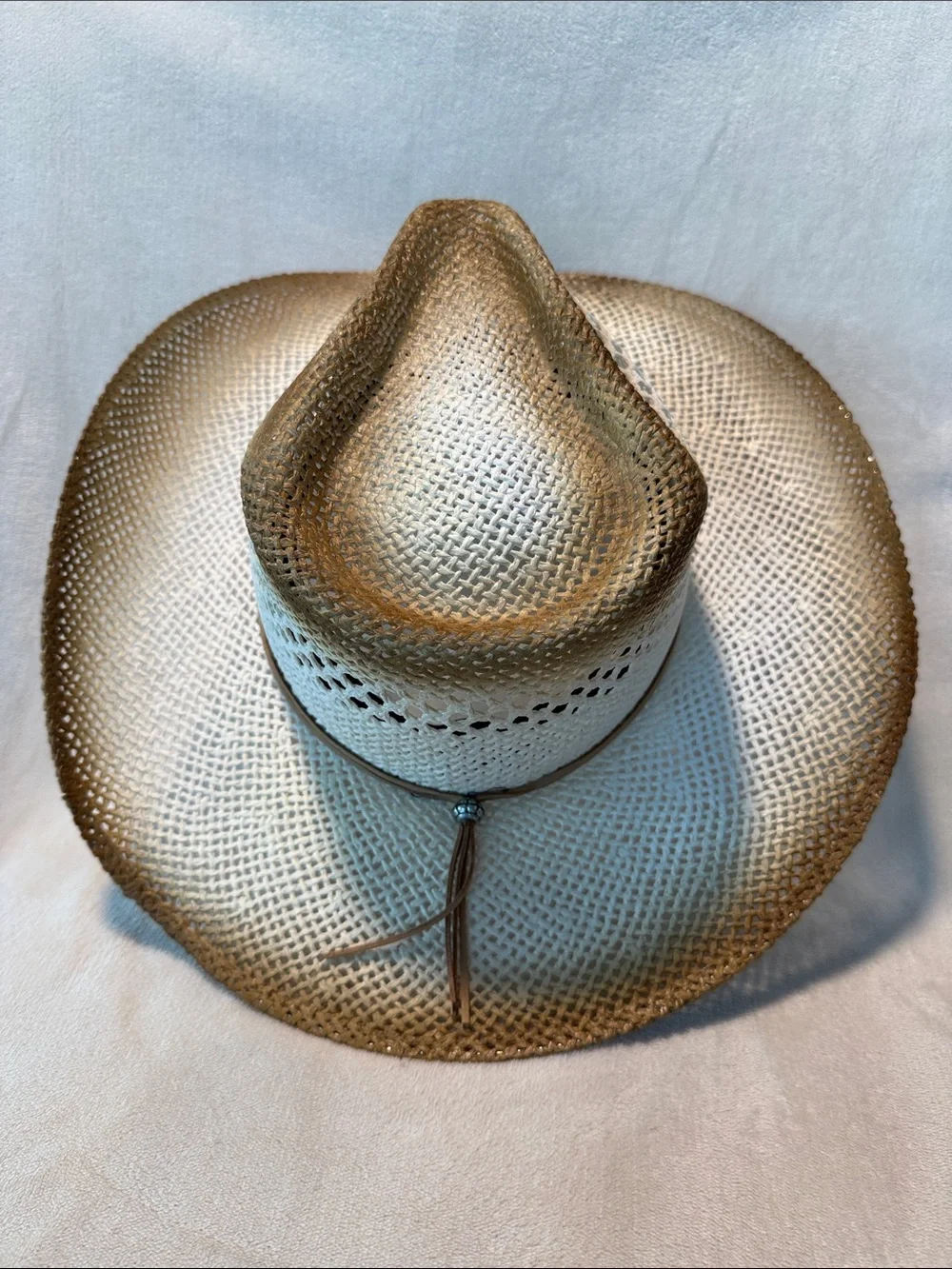 Down N Dirty Women’s Western Cowboy Hat 🤠 White Ombré Beaded Seashell 🐚 , Medium